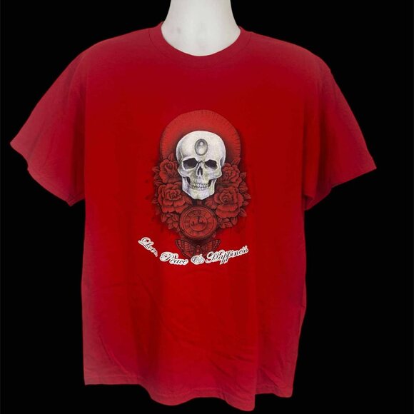 T-shirt Skull Rose, Halloween, RED, Size LARGE, Alstyle - Picture 2 of 8